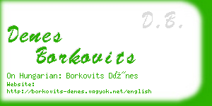 denes borkovits business card